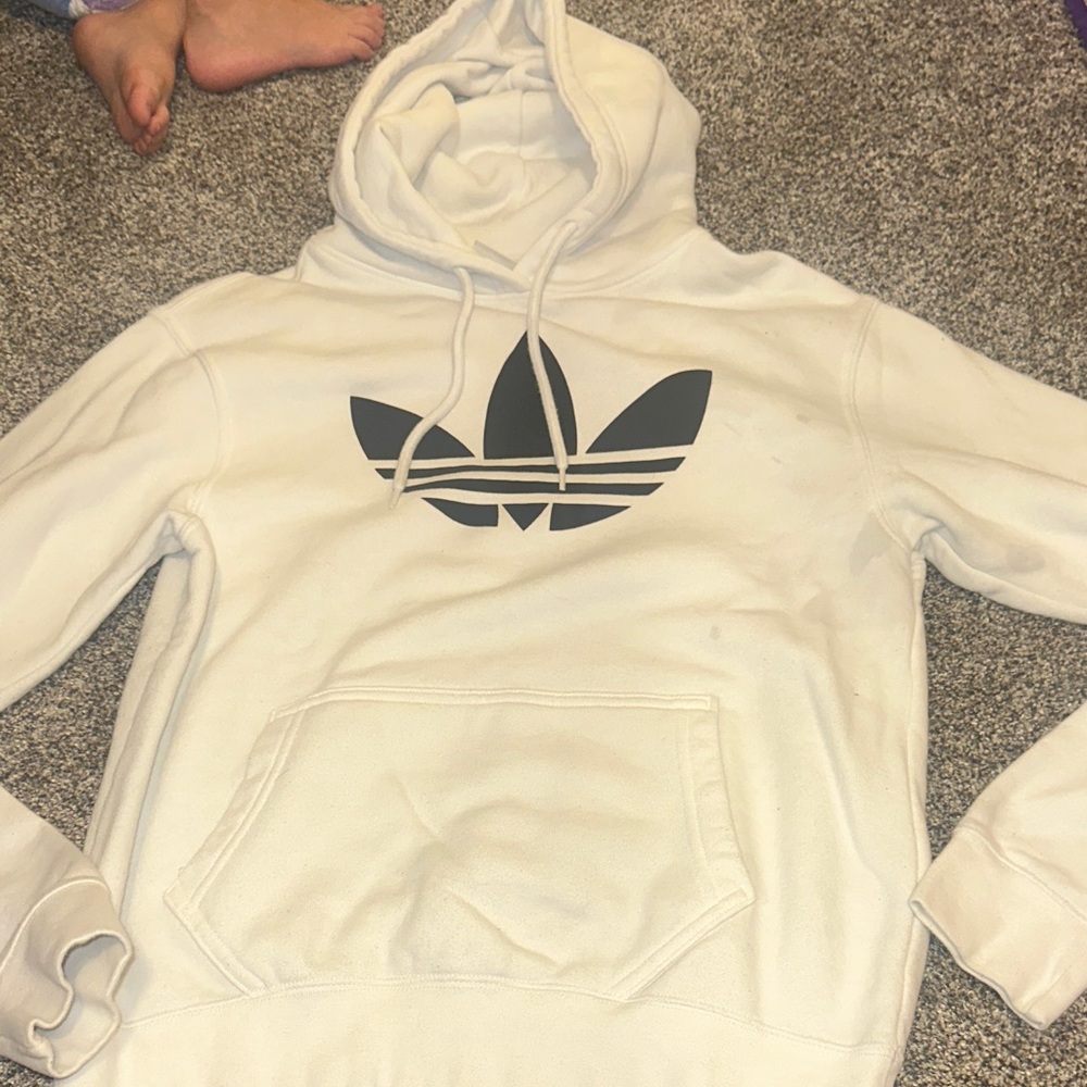 adidas White Hoodie with Black Trefoil Logo